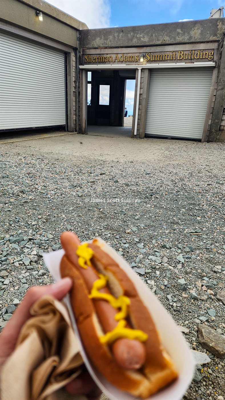 A hot dog and Coke at the Sherman Adams summit building on Mount Washington.