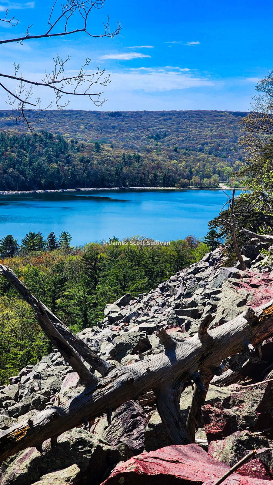 View over Devil's Lake from a rocky overlook in Wisconsin.